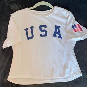 White USA crop top